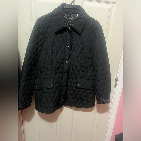 Chico's Black Quilted Snap Front Jacket with Front Pockets - Picture 1 of 4